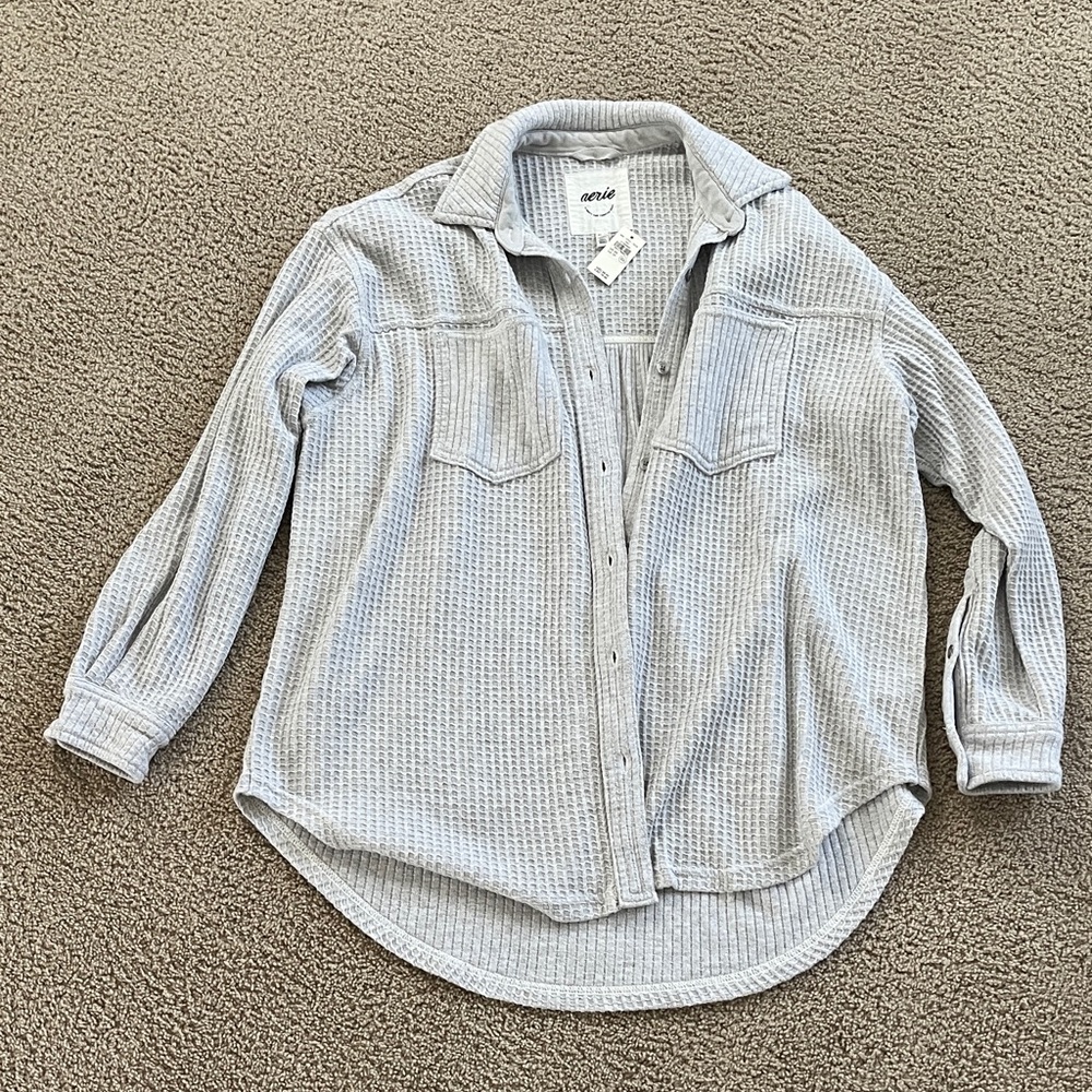 NWT Aerie Light Gray Waffle Knit Tunic